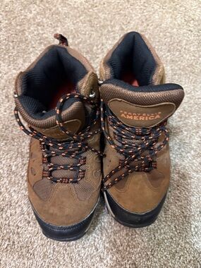 Perry Ellis Kids Brown and Black Hiking Boots with Orange Accents